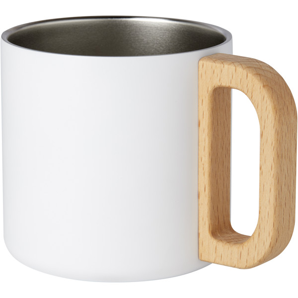 Bjorn 360 ml RCS certified recycled stainless steel mug with copper vacuum insulation - White