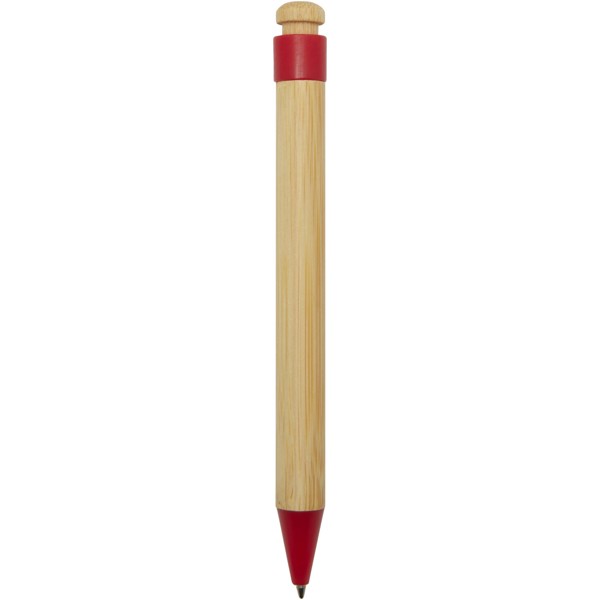 Rattan bamboo and recycled plastic ballpoint pen (black ink) - Red