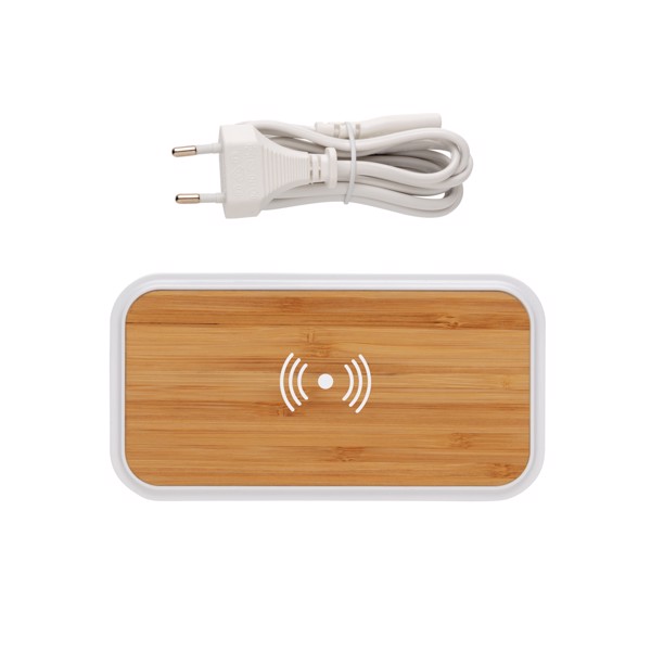 Bamboo 5W wireless charger with 3 USB ports