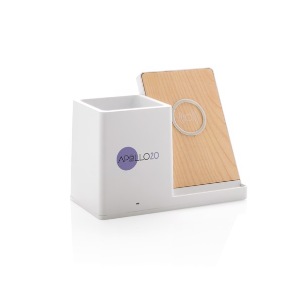 Ontario 5W wireless charger with pen holder - White