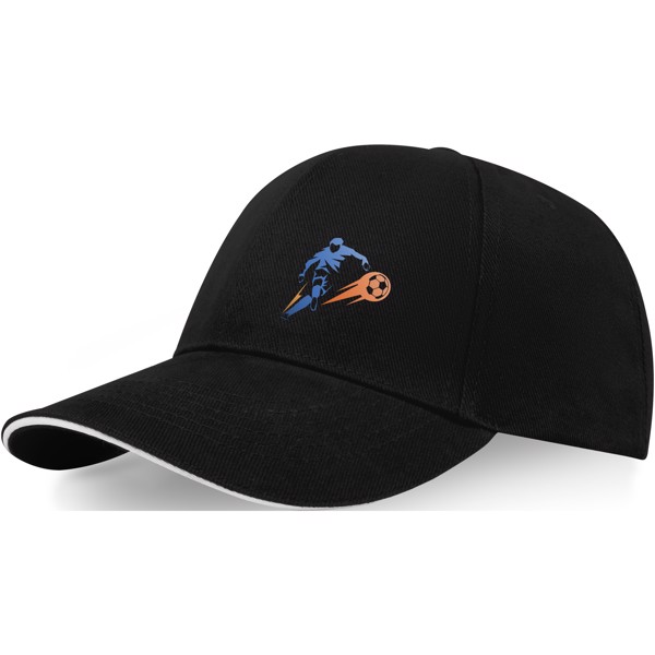 Topaz 6 panel GRS recycled sandwich cap - Solid black