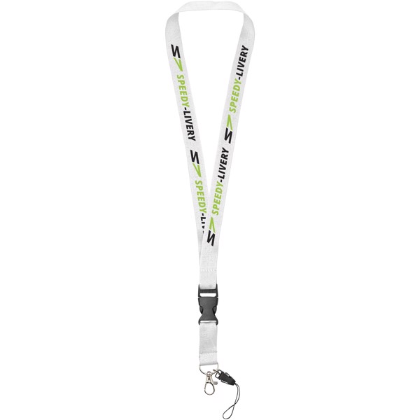 Sagan Lanyard mit abnehmbarer Schnalle und Handyband - weiss
