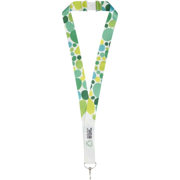 Addie recycled PET lanyard with safety breakaway - White / White / 25mm