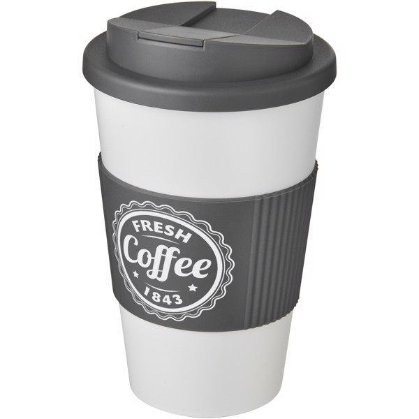 Americano® vaso 350 ml con agarre y tapa antigoteo - Blanco / Gris