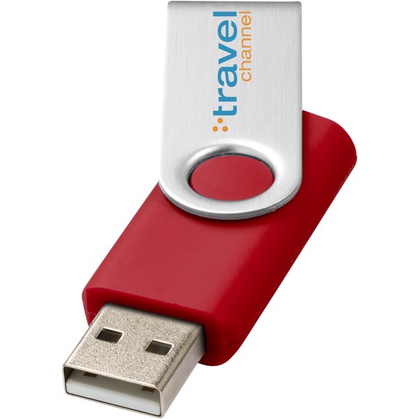 USB disk Rotate-basic, 4 GB - Červená s efektem námrazy / Stříbrný