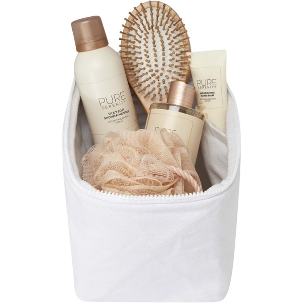 Pack 500 g/m² Aware™ recycled toiletry organiser - White