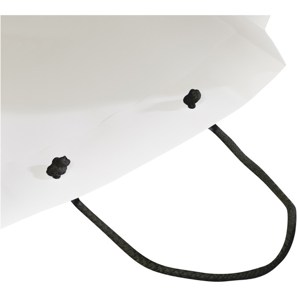 Handmade 170 g/m2 integra paper bag with plastic cord handles - 24 x 9 x 36 cm - White / Black