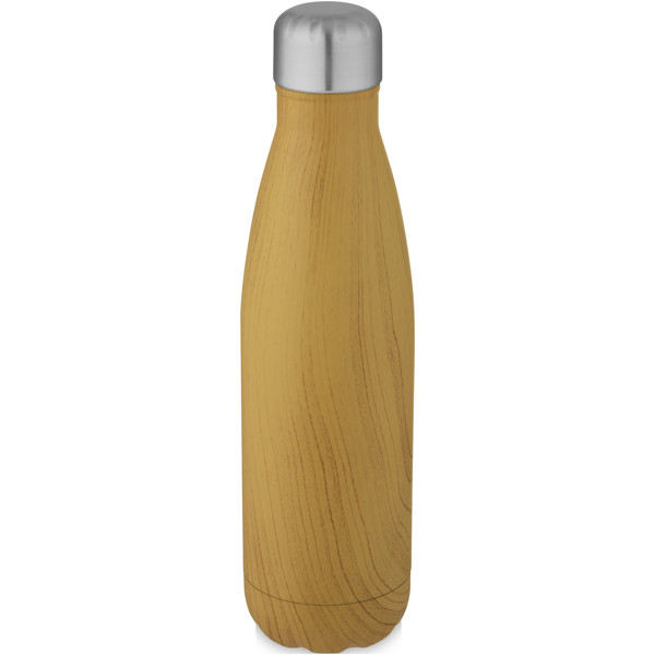 Cove 500 ml vacuum insulated stainless steel bottle with wood print - Heather Natural