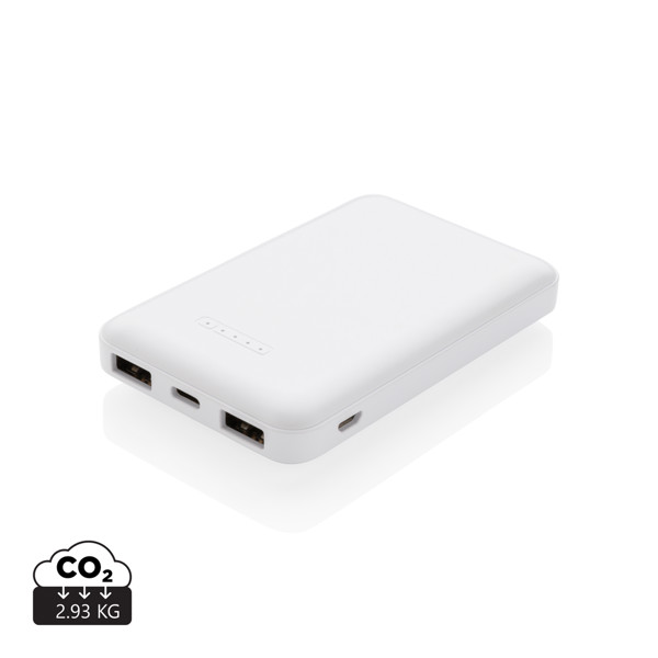 5.000 mAh wireless charging pocket powerbank - White