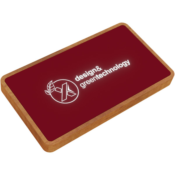 SCX.design P36 5000 mAh light-up wireless power bank - Mid Red / Wood