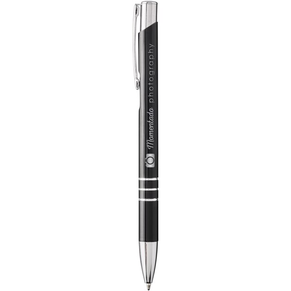 Moneta laser colour aluminium click ballpoint pen - Solid black / Silver
