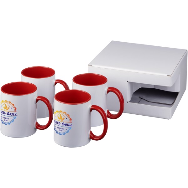 Set de regalo de 4 tazas de sublimación "Ceramic" - Rojo