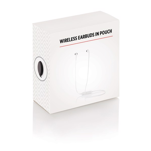 Wireless earbuds in pouch - White