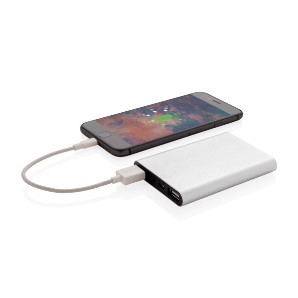 Aluminium 5.000 mAh pocket powerbank - Silver / Black