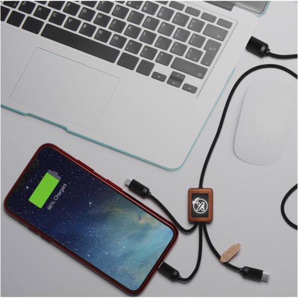SCX.design C29 3-in-1 bamboo cable - Solid black / Wood
