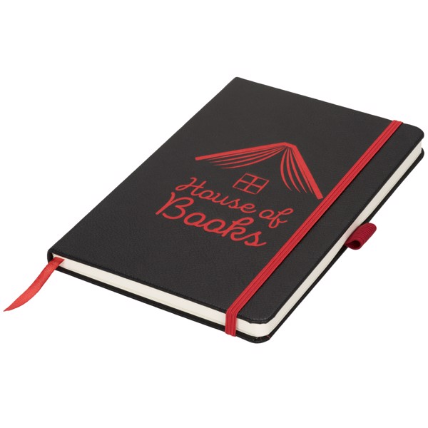Lasercut A5 notebook - Solid black / Red