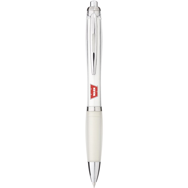 Nash ballpoint pen coloured barrel and grip (blue ink) - Transparent White