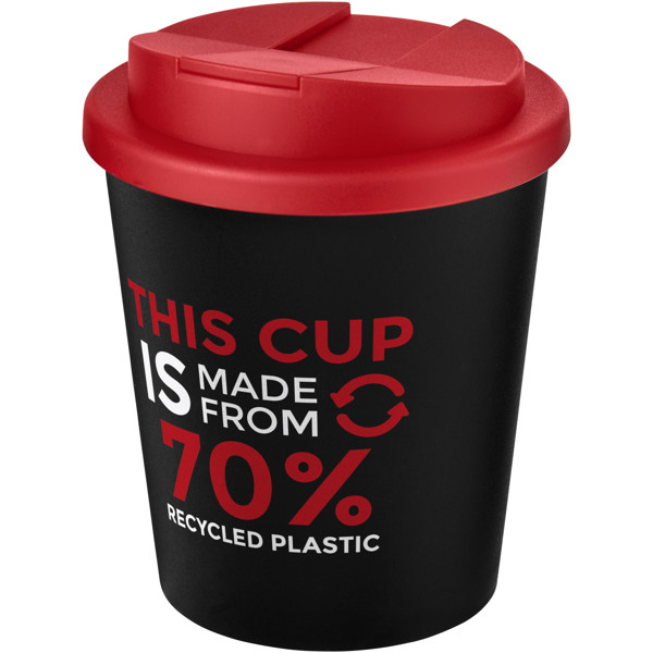 Americano® Espresso Eco 250 ml recycled tumbler with spill-proof lid - Black / Red
