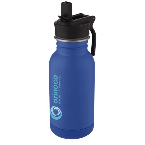 Lina 400 ml stainless steel sport bottle with straw and loop - Navy