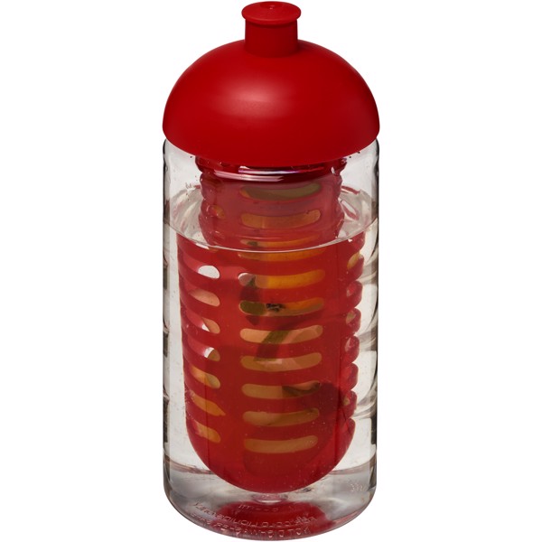 Sportovní láhev s infuzérem a kupolovitýmvíčkem H2O Bop® 500 ml - Průhledná / Červená s efektem námrazy
