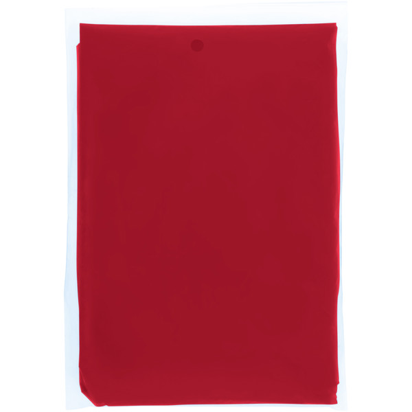 Mayan recycled plastic disposable rain poncho with storage pouch - Red