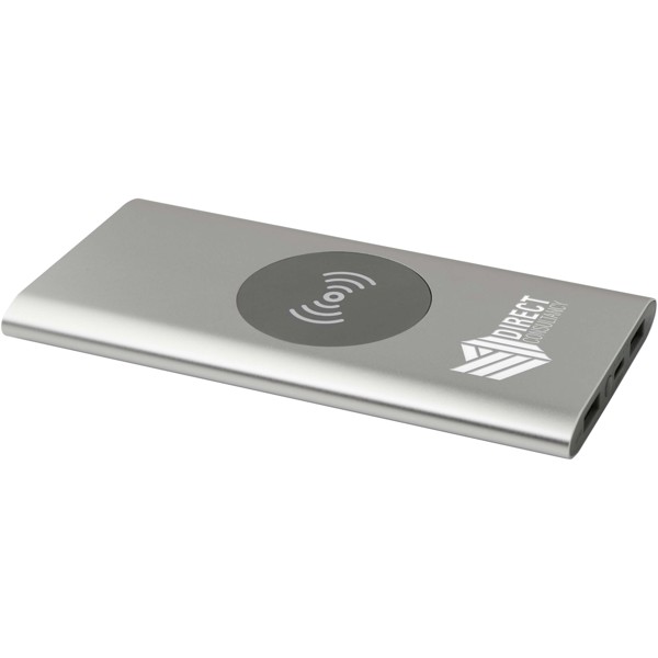 Juice 8000 mAh Type-C recycled aluminium wireless power bank - Silver