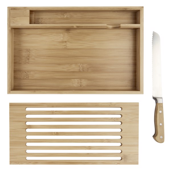 Pao bamboo cutting board with knife
