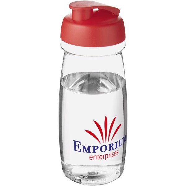 Sportovní láhev s vyklápěcím víčkem H2O Pulse® 600 ml - Průhledná / Červená s efektem námrazy
