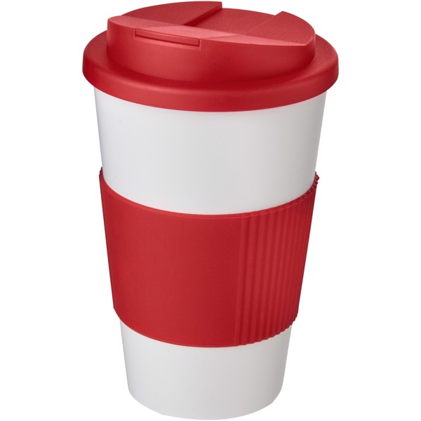 Termo hrnek Americano® 350 ml s rukojetí a uzávěrem odolným proti rozlití - Bílá / Červená s efektem námrazy