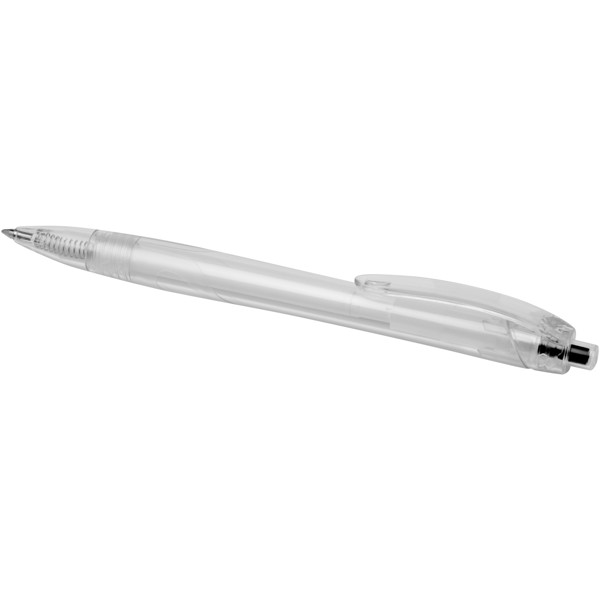 Honua recycled PET ballpoint pen (blue ink) - Solid Black / Transparent Clear