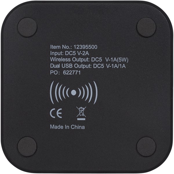 Ozone wireless charging pad with dual outputs - Solid black