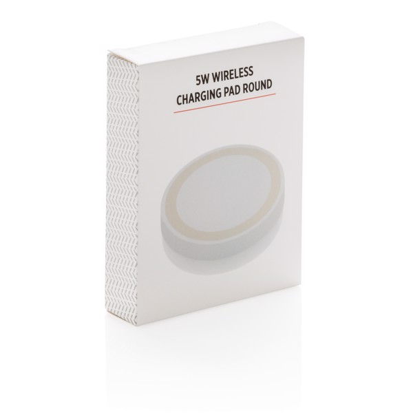 5W wireless charging pad round - White
