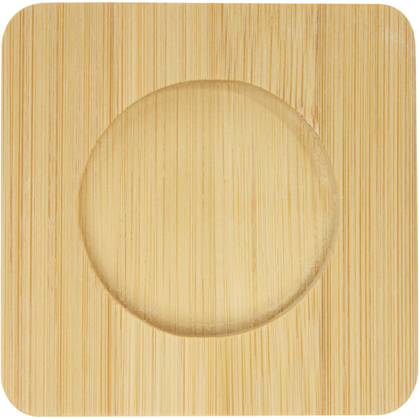 Manti 2-piece 100 ml double-wall glass cup with bamboo coaster