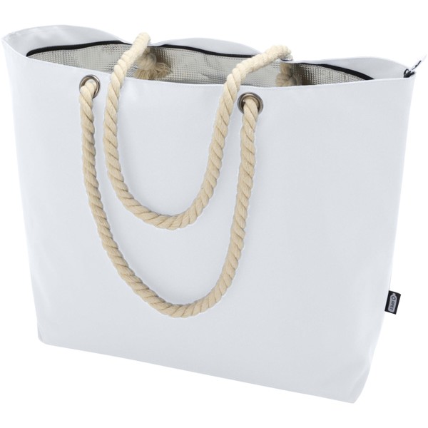 Panama GRS recycled beach cooler tote bag with cord handles 23L - White