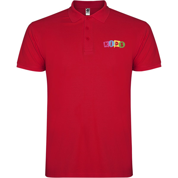 Star short sleeve kids polo - Red / 7/8