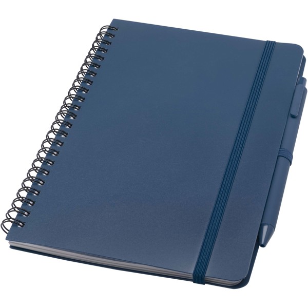 Thalaasa A5 ocean-bound hard cover notebook with ballpoint pen (black ink) - Ocean Blue