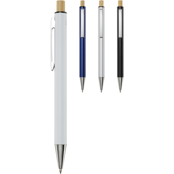 Cyrus recycled aluminium ballpoint pen (black ink) - White