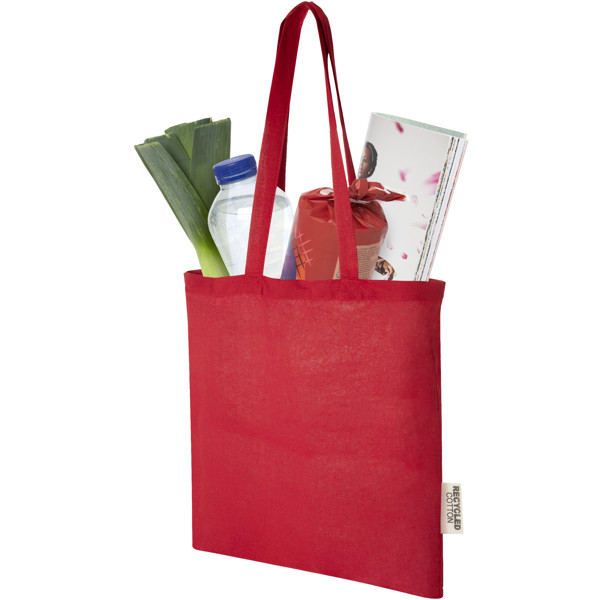 Madras 140 g/m2 GRS recycled cotton tote bag 7L - Red
