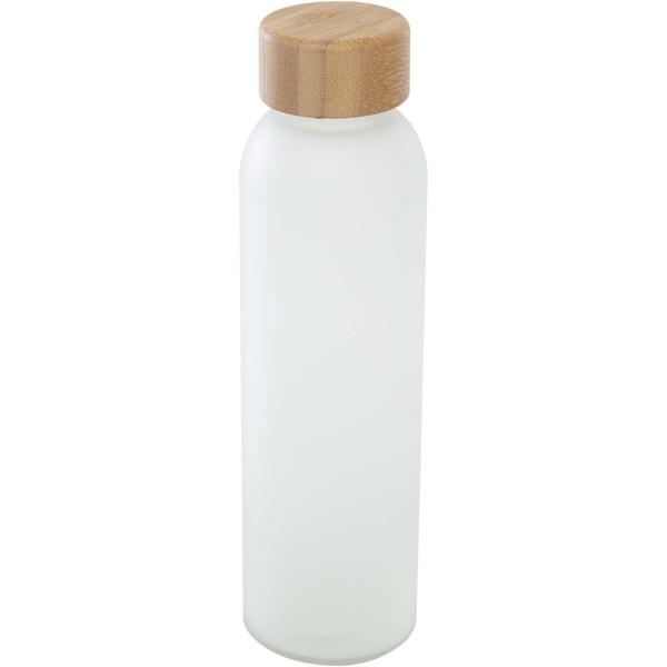 Lume 500 ml matte soda lime glass bottle with bamboo lid - White