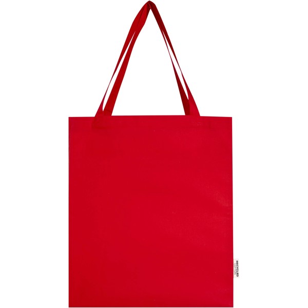 Madras 140 g/m² GRS recycled cotton gusset tote bag 12L - Red