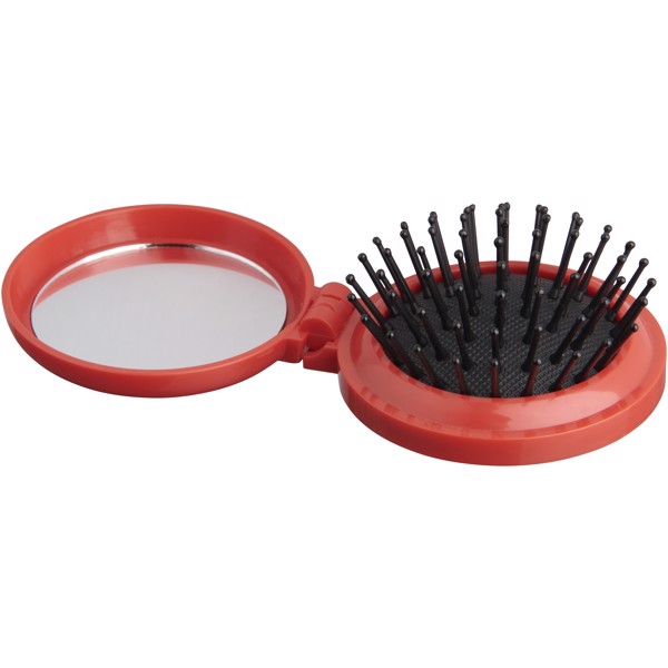 Cepillo plegable con espejo "Foldy" - Rojo