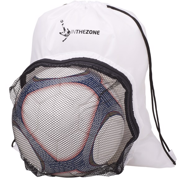 Goal drawstring backpack with football compartment