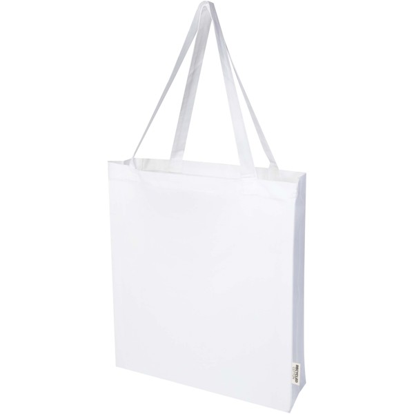 Madras 140 g/m² GRS recycled cotton gusset tote bag 12L - White