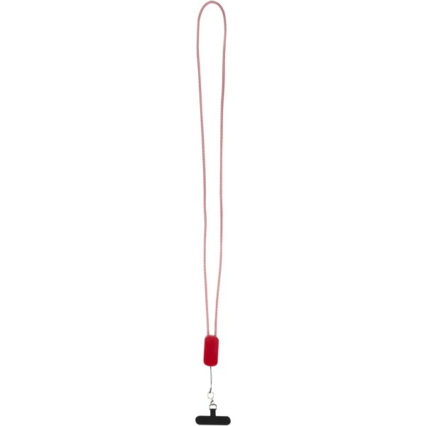 Anser recycled plastic smartphone lanyard with 27W 5-in-1 built-in cable - Red