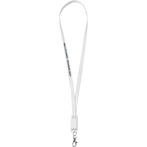 Trace 3-in-1 charging cable with lanyard - White