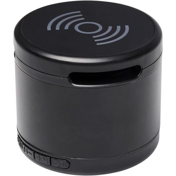 Altavoz Bluetooth® metálico con base de carga inalámbrica "Jones"