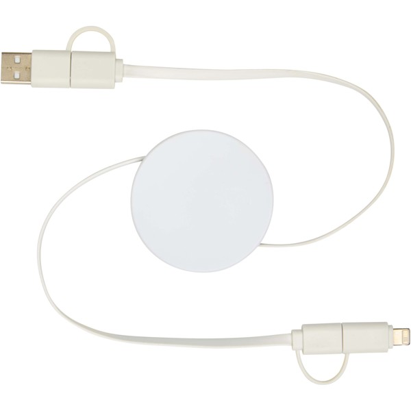 Citala 5-in-1 recycled plastic 90 cm retractable data sync and 40W fast charge cable - White