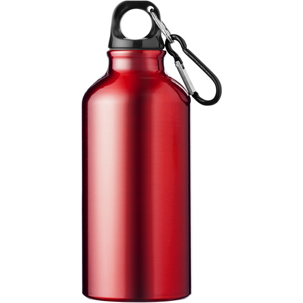 Oregon 400 ml RCS certified recycled aluminium water bottle with carabiner - Red