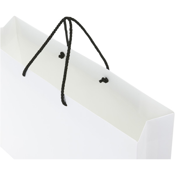 Handmade 170 g/m2 integra paper bag with plastic cord handles - 45 x 10 x 35 cm - White / Black