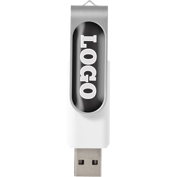 USB disk Rotate-doming, 4 GB - Bílá / Stříbrný